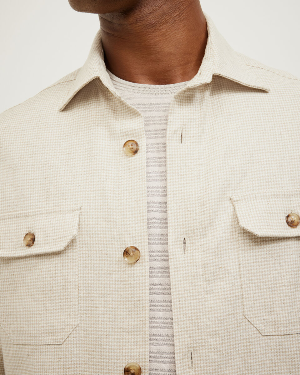 4-pocket Long Sleeve Houndstooth Overshirt, Natural, hi-res